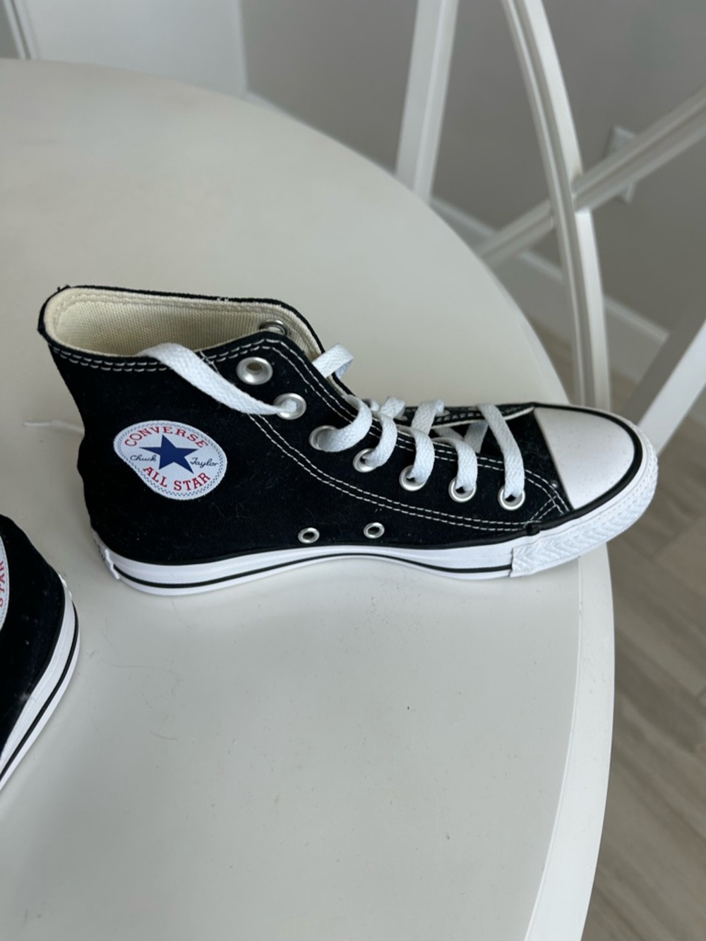 Converse Black & White High Top Sneakers size 5.5, fits like a size 6!